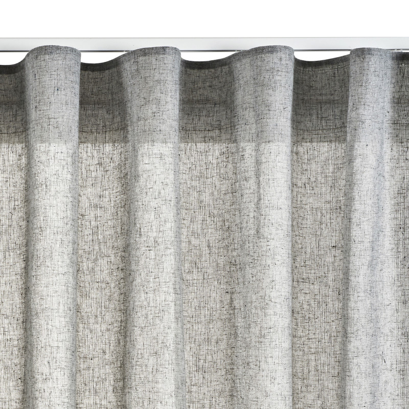 Cortina gris lino de cinta, cortina grande